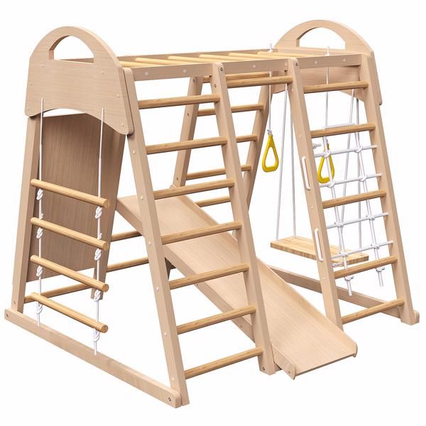 Versatile Playset for Toddlers - Indoor 7-in-1 Jungle Gym with Slide, Monkey Bars & Climbing Features
