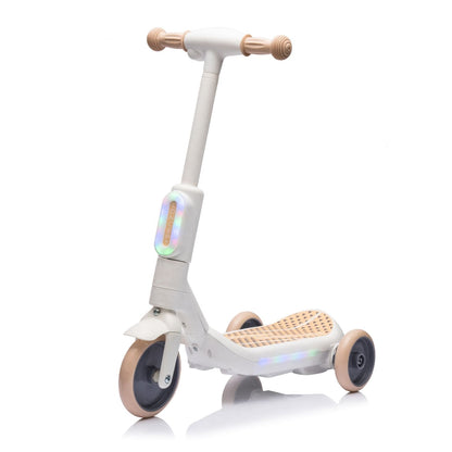 2in1 Kids Ride On Three-Wheel Electric Scooter,Tail Color Lights W/Spray,Wider Pedal,PU Wheels For Effective Floor Protection,Independent Light Switch With Music,One Button Acceleration For Kids 3+ - The Little Big Store
