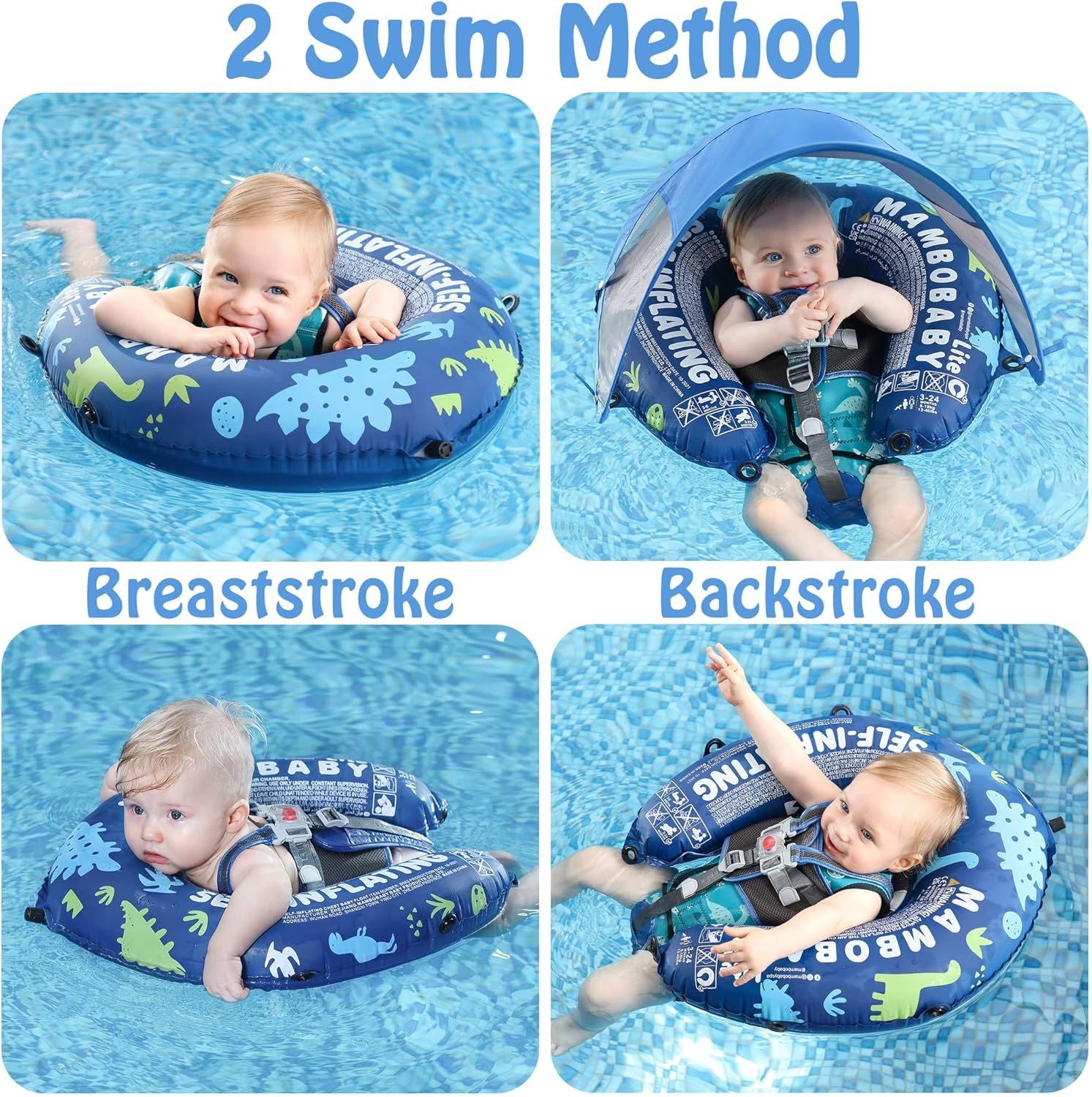 SunShield™ Self-Inflating Baby Swim Float – Foldable Canopy Pool Float for Infants & Toddlers