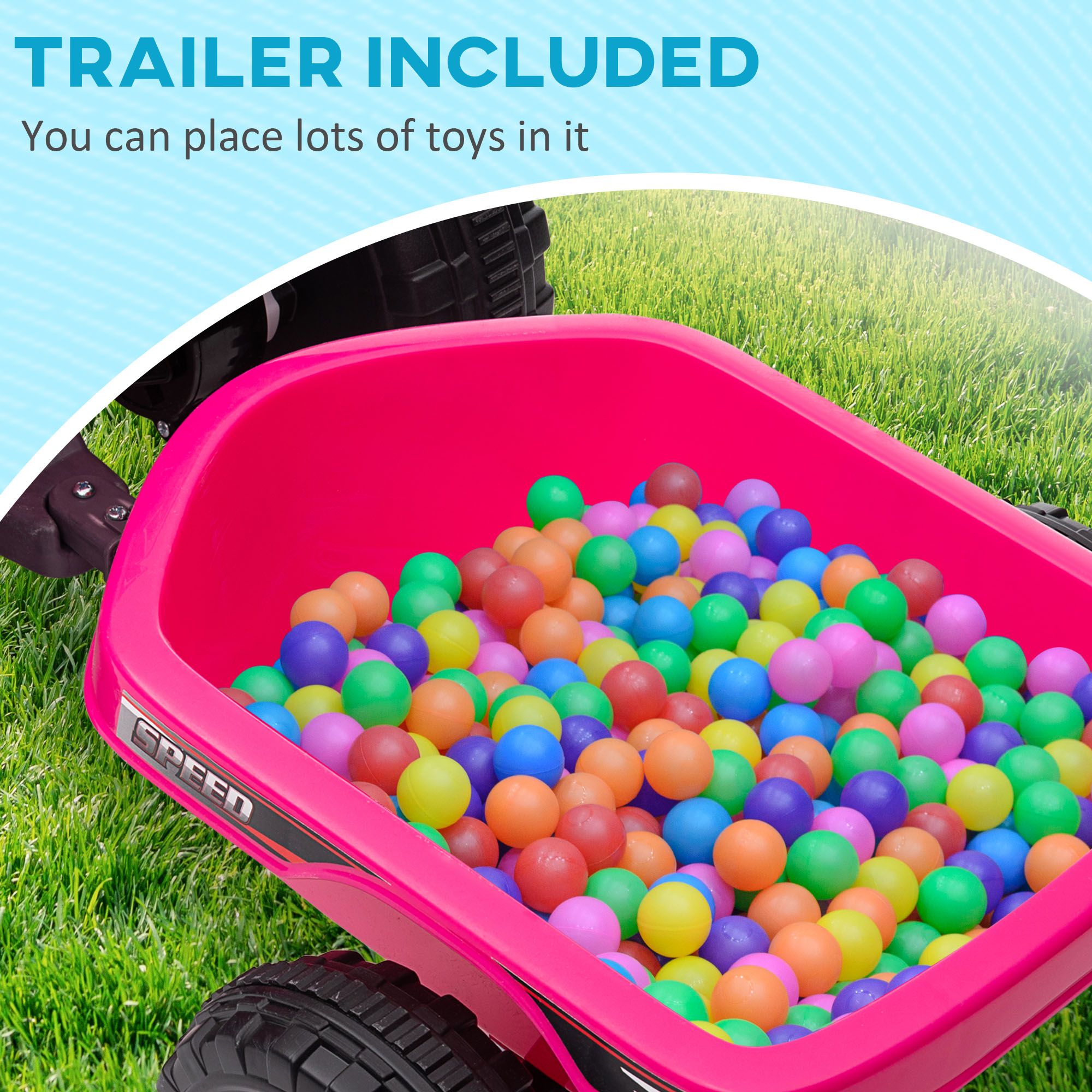 6V Toddler Electric Car with Back Trailer – Pink