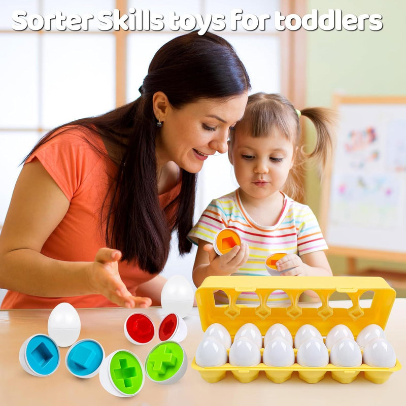 Montessori Shape Matching Eggs – Color Sorting & Fine Motor Learning Toy for Toddlers Ages 18+ Months
