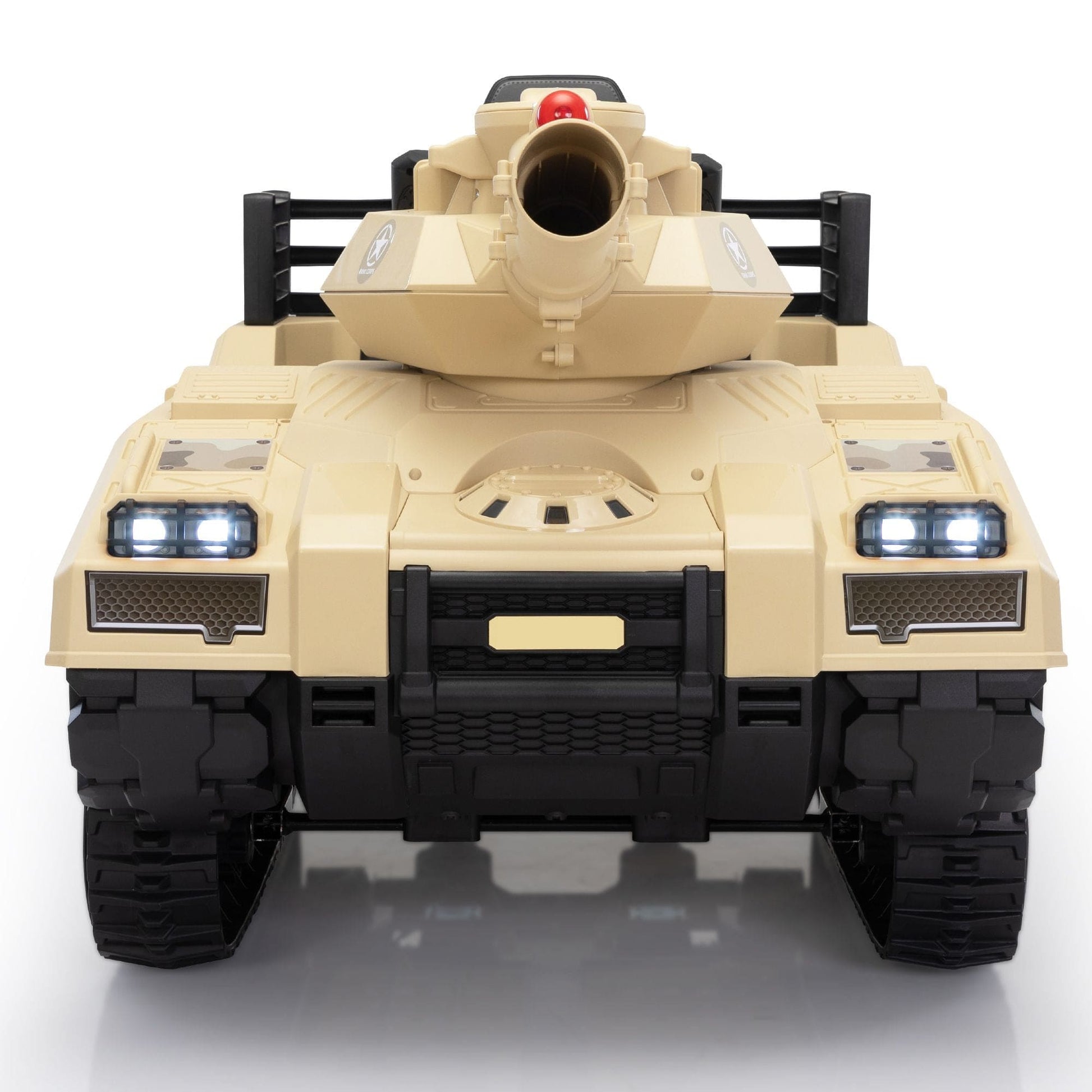Ride On Tank 24V Thunder Tank Car with Fighting Cannon and Rotating Turret, Remote Control, Lights, Music, Military Battery Powered Truck Toy Gift for Boys Girls, 3-8 Years Old, Desert Yellow - The Little Big Store