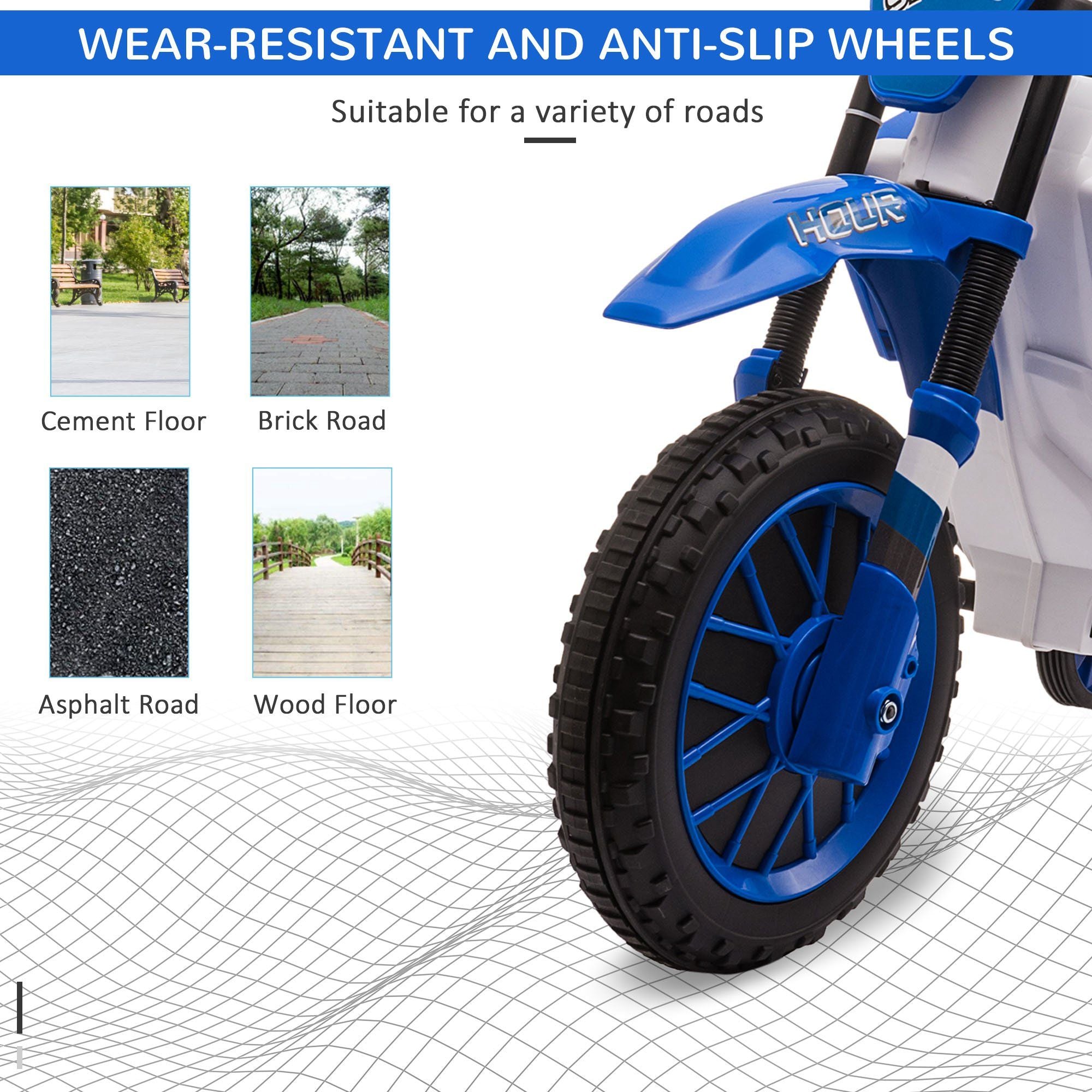 12V Kids Electric Ride-On Motorcycle with Training Wheels & Rechargeable Battery – Blue Motorbike Toy