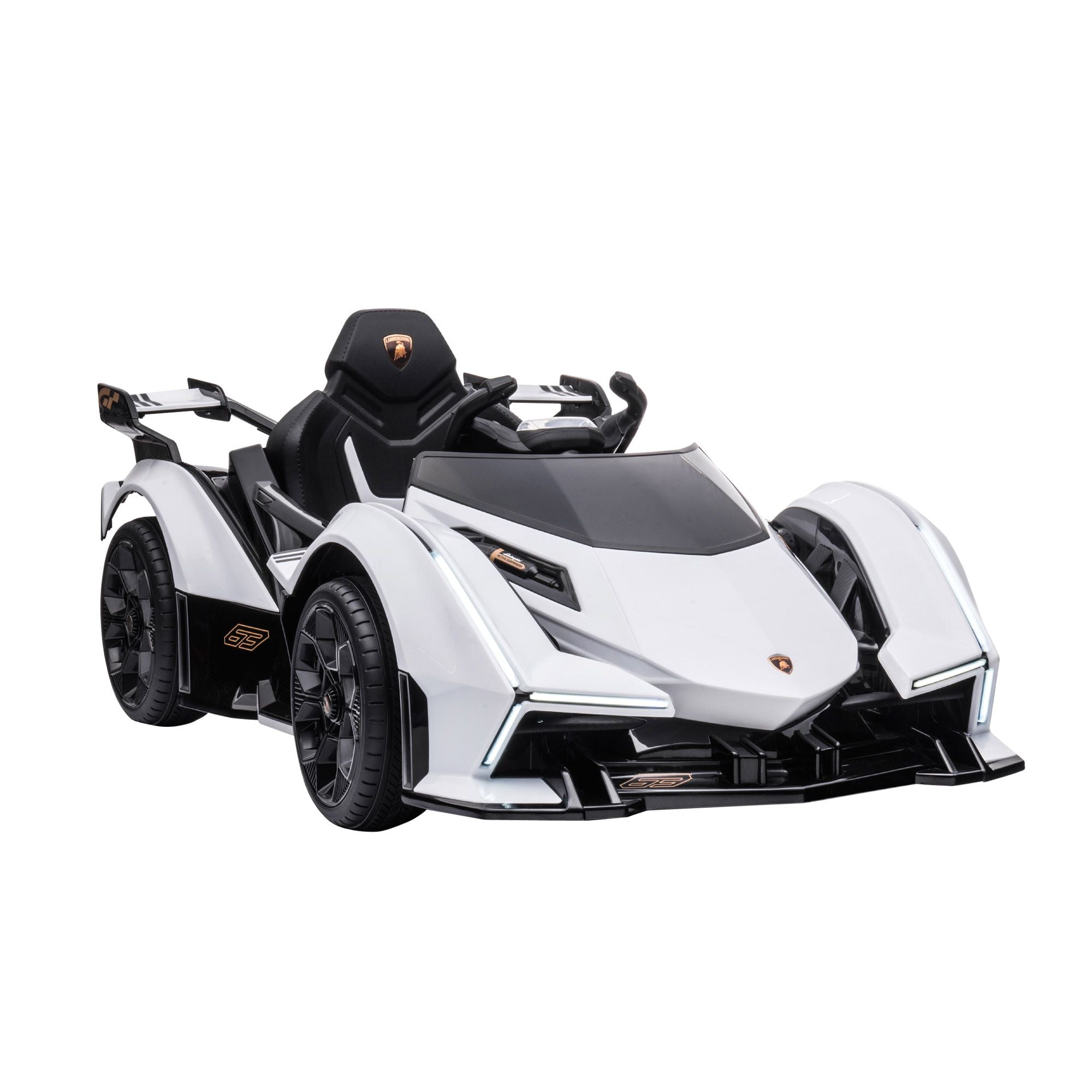 12V Lamborghini Kids Electric Ride-On Car – White w/ Bluetooth
