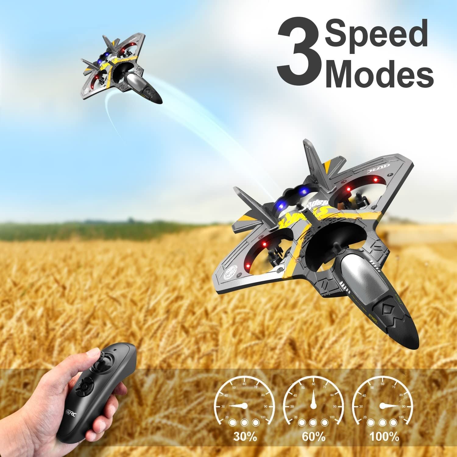 RC Airplane Drone for Kids with Altitude Hold, 3 Speed Modes & Dual Rechargeable Batteries