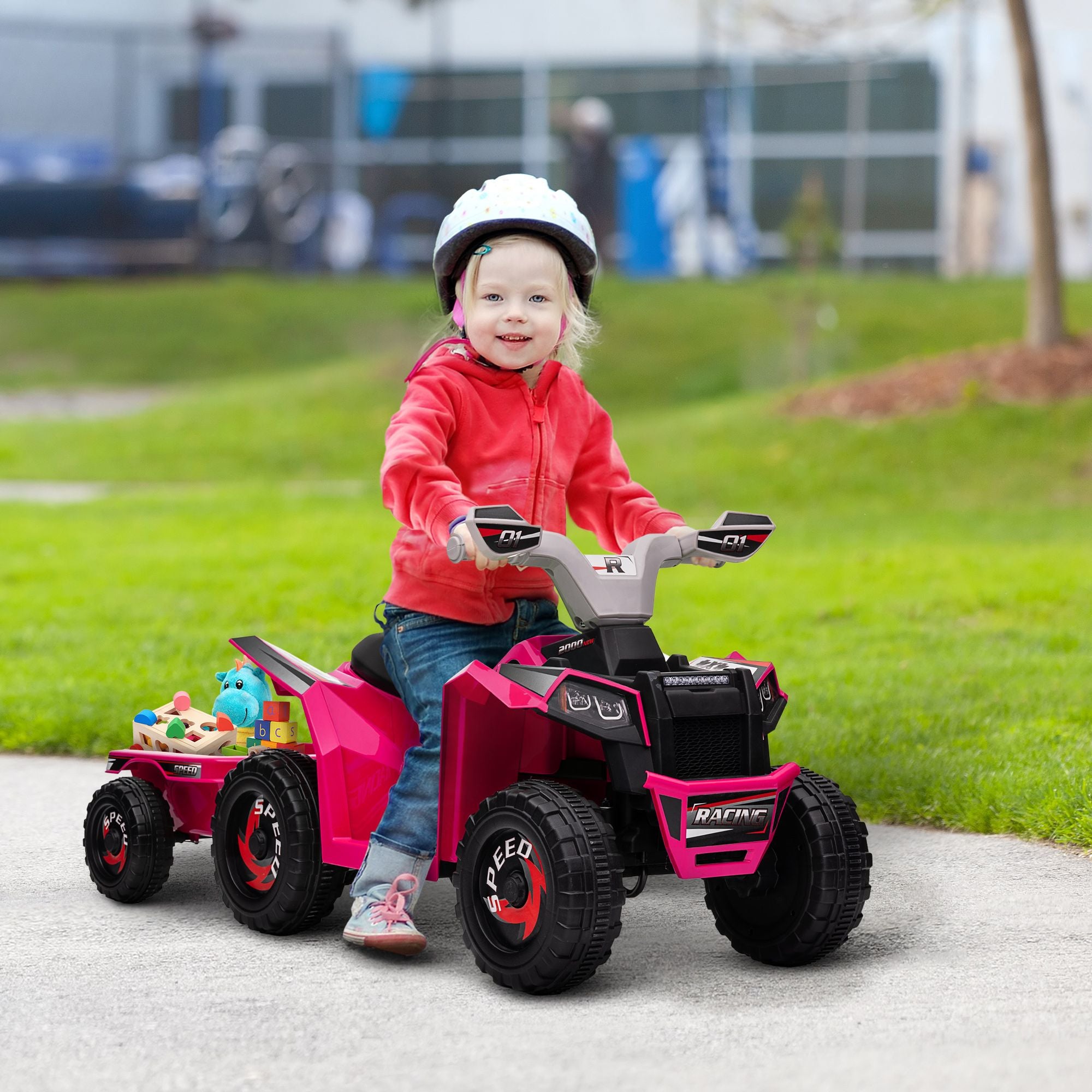 6V Toddler Electric Car with Back Trailer – Pink