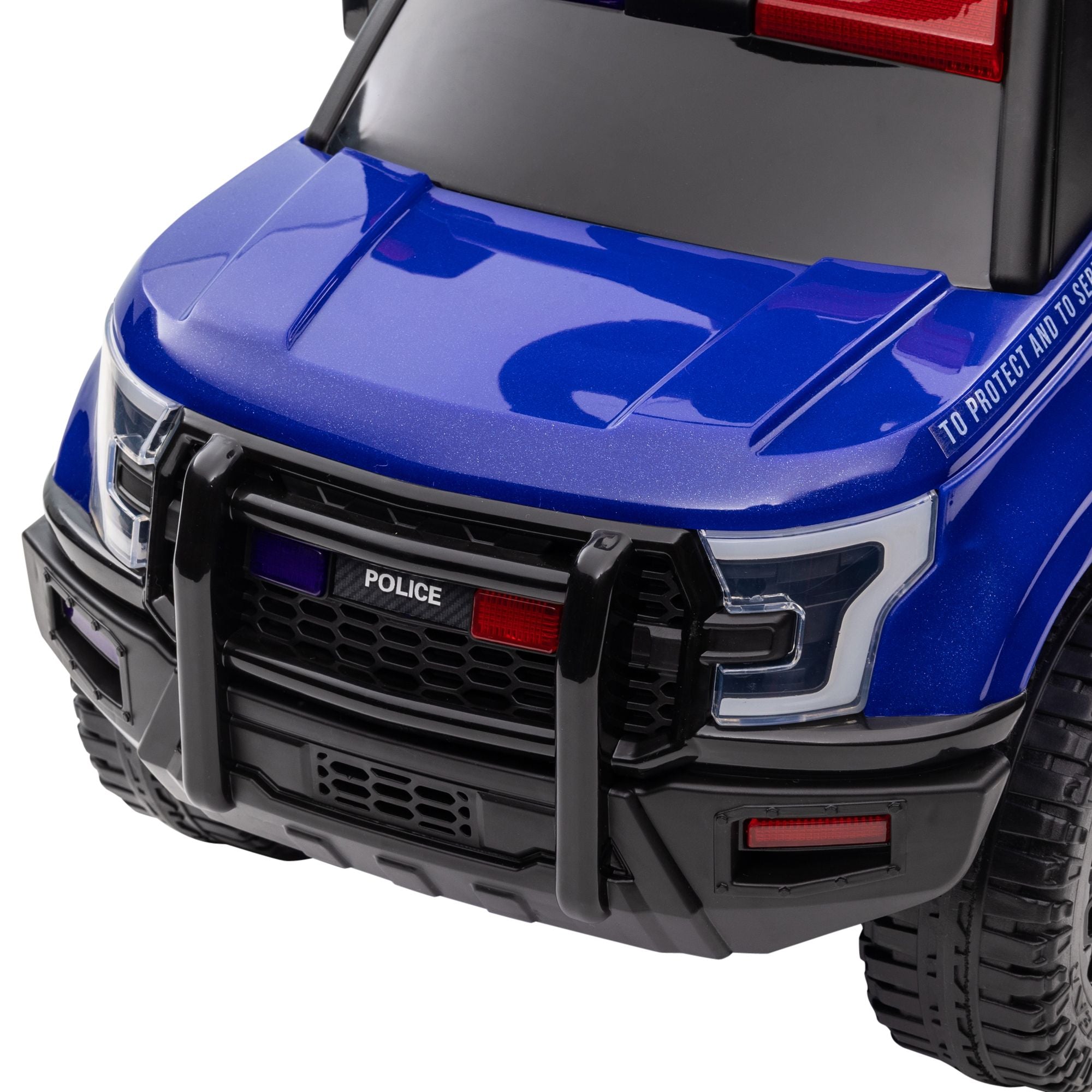 Kids Blue Ride-On Push Car with Megaphone, Sliding Toy with Under Seat Storage, Removable Backrest for Ages 2-5