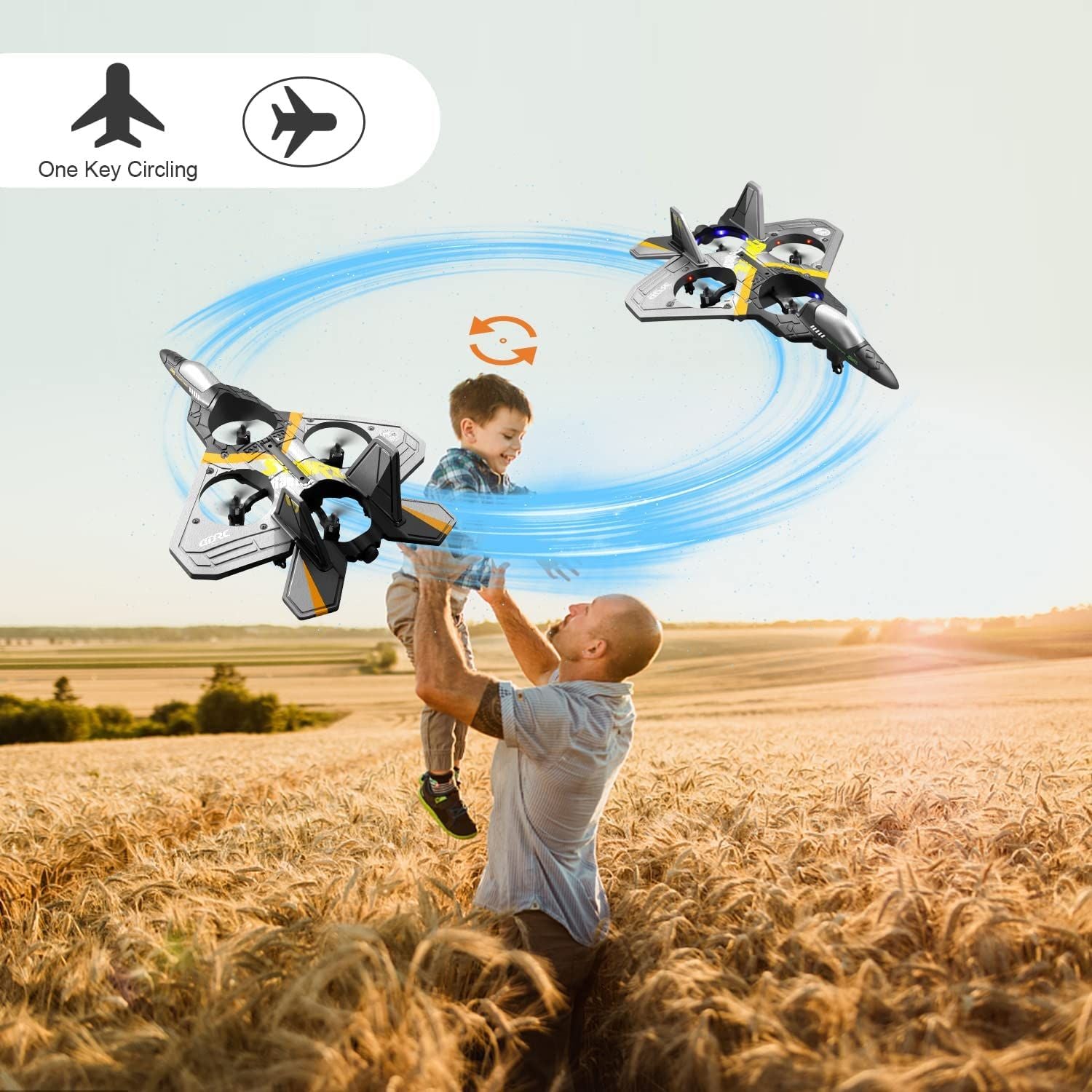 RC Airplane Drone for Kids with Altitude Hold, 3 Speed Modes & Dual Rechargeable Batteries