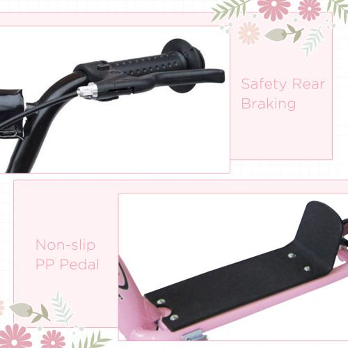 Kick Scooter for Kids 5-12 Years Old, Big Wheel Kids Scooter with Adjustable Height Handlebar, Non-slip Footplate, Rear Brake, Pink