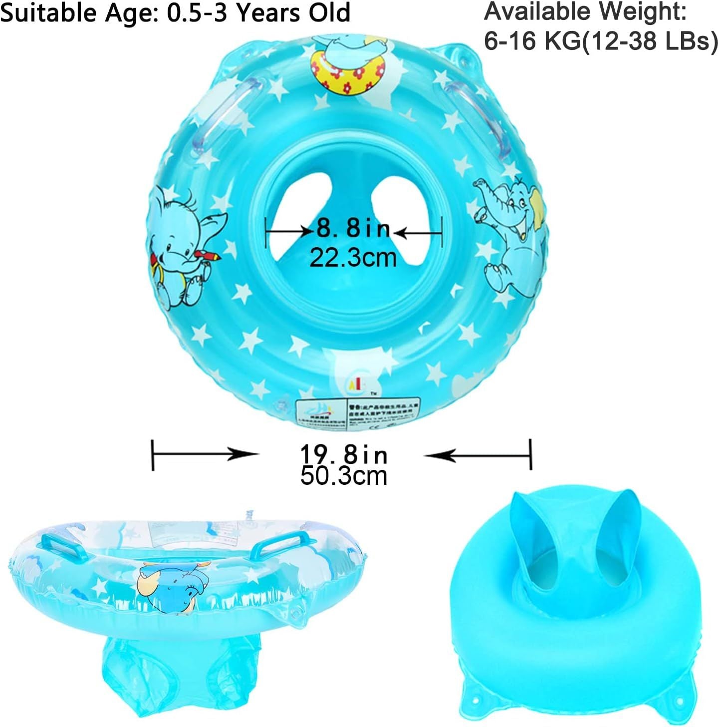 Infant Pool Float, Baby Swimming Ring with Toddler Seat Boat & Double Handle, Childrens' First Pool Floaties, Bathtub Toys Accessories for Kids Toddlers