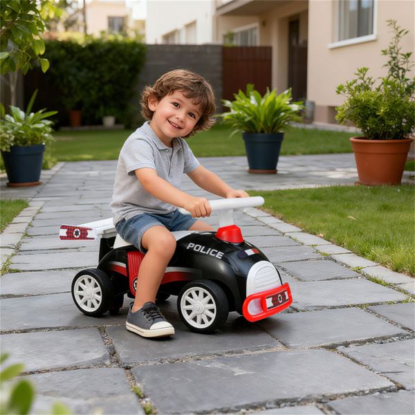 Kids Ride-On Sliding Car – Police Theme, Music & Storage