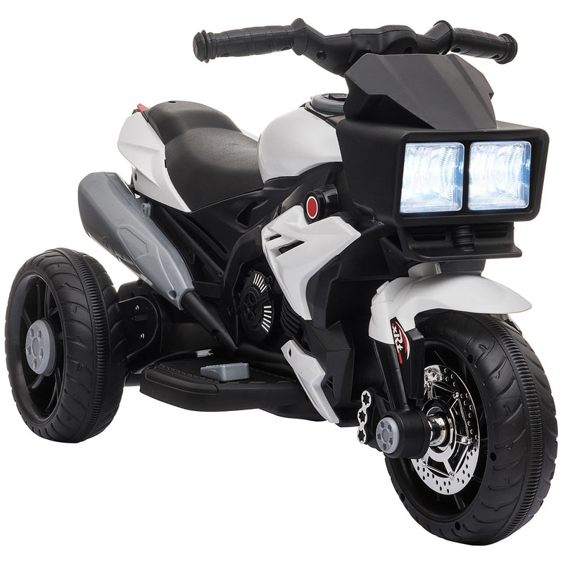 White Kids Electric Motorbike 6V Ride-On Motorcycle with Music Horn Headlights