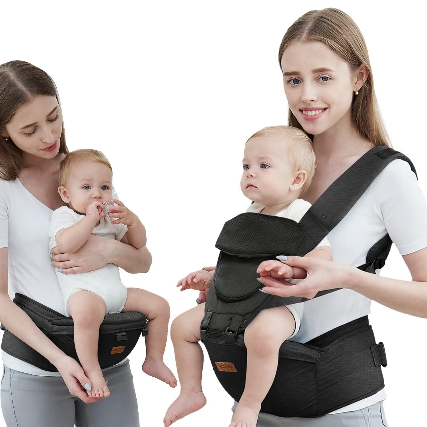 Versatile Baby Carrier with Hip Seat for Newborns and Toddlers - 6 Carry Positions, All Season Use