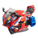Red motorcycle mechanic playset in closed configuration