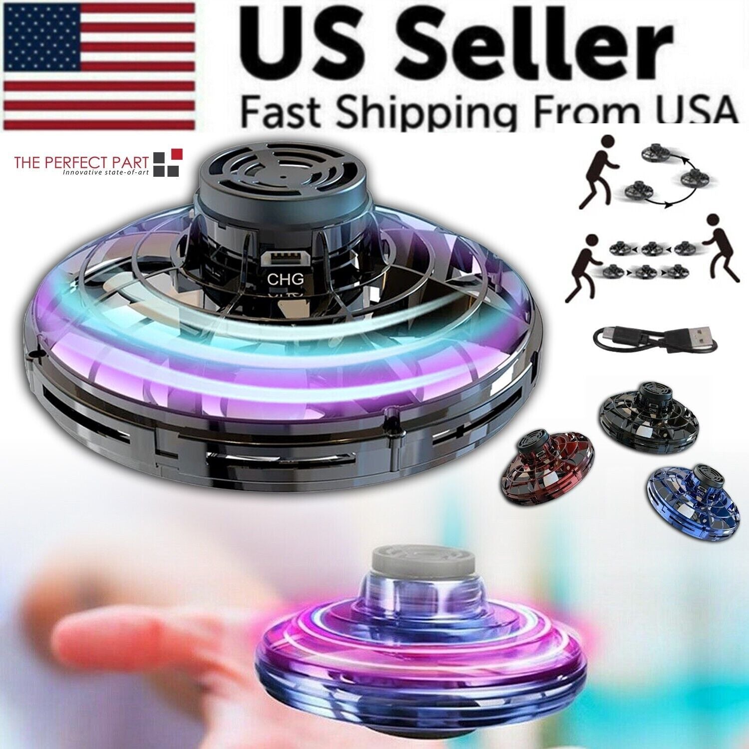 LED Light-Up Fidget Spinner Drone Ball for Stress Relief and Focus