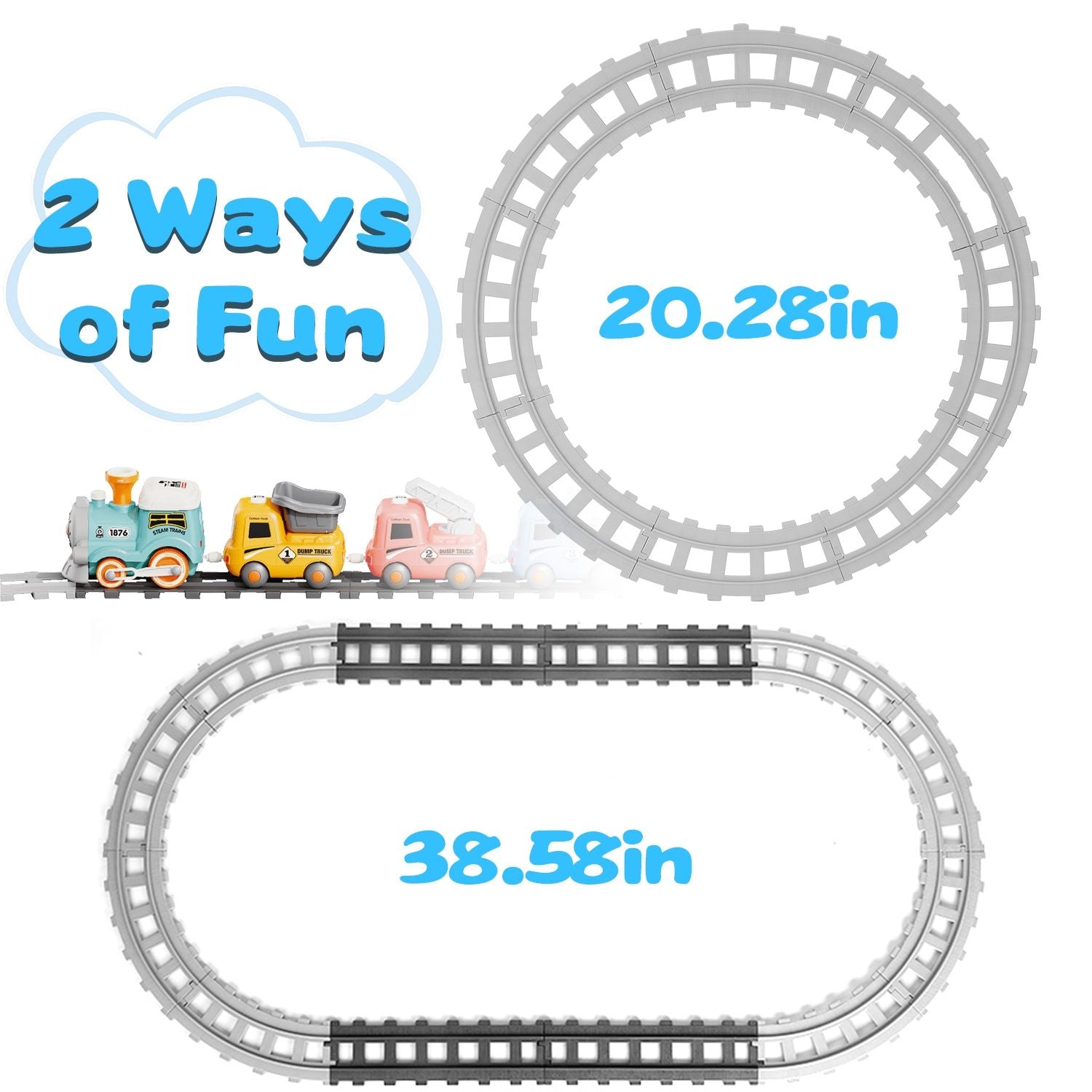 Electric Train Set Toy with Remote, Smoke, Lights & Tracks for Kids