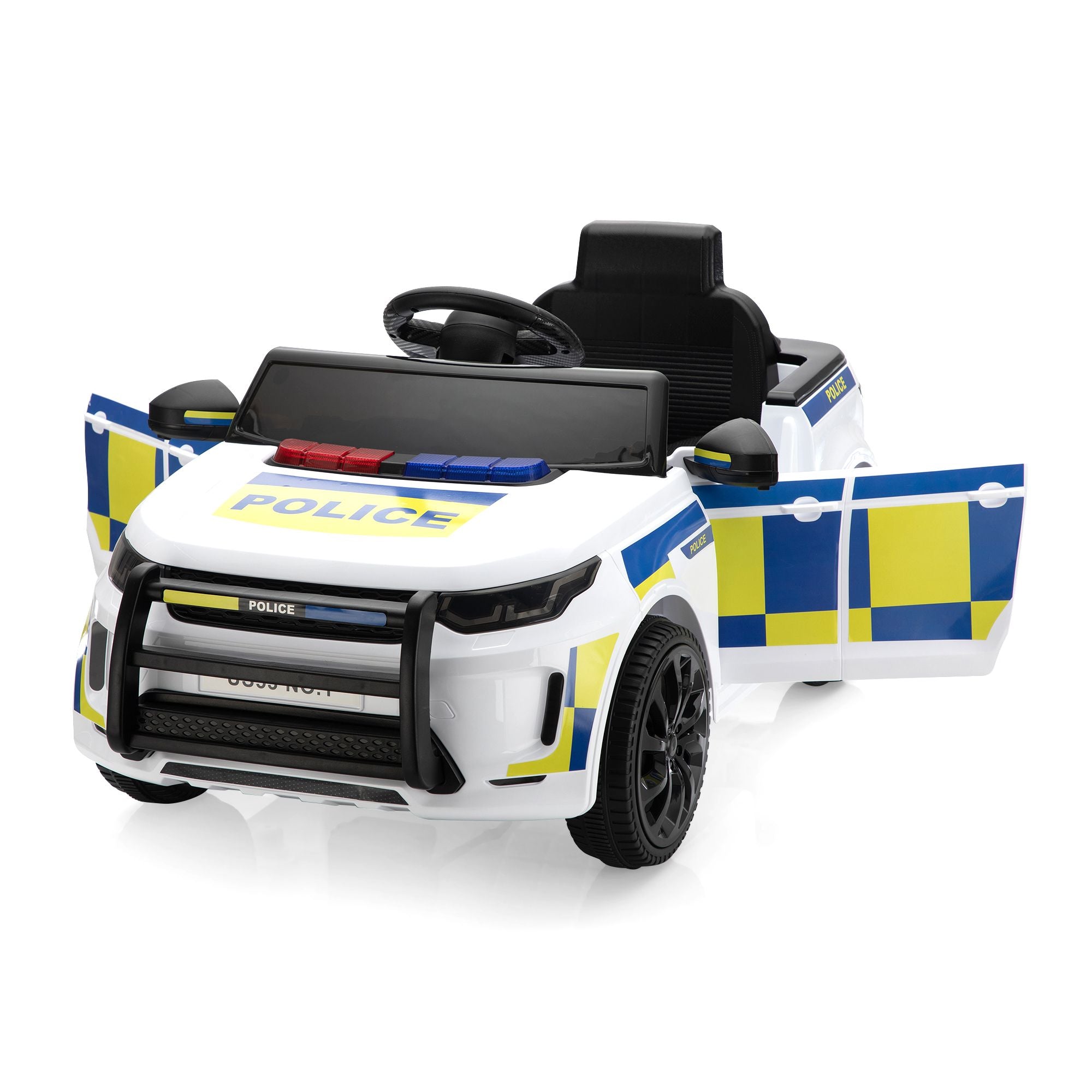Classic White Ride-On Car with Metal Frame - Perfect for Toddlers