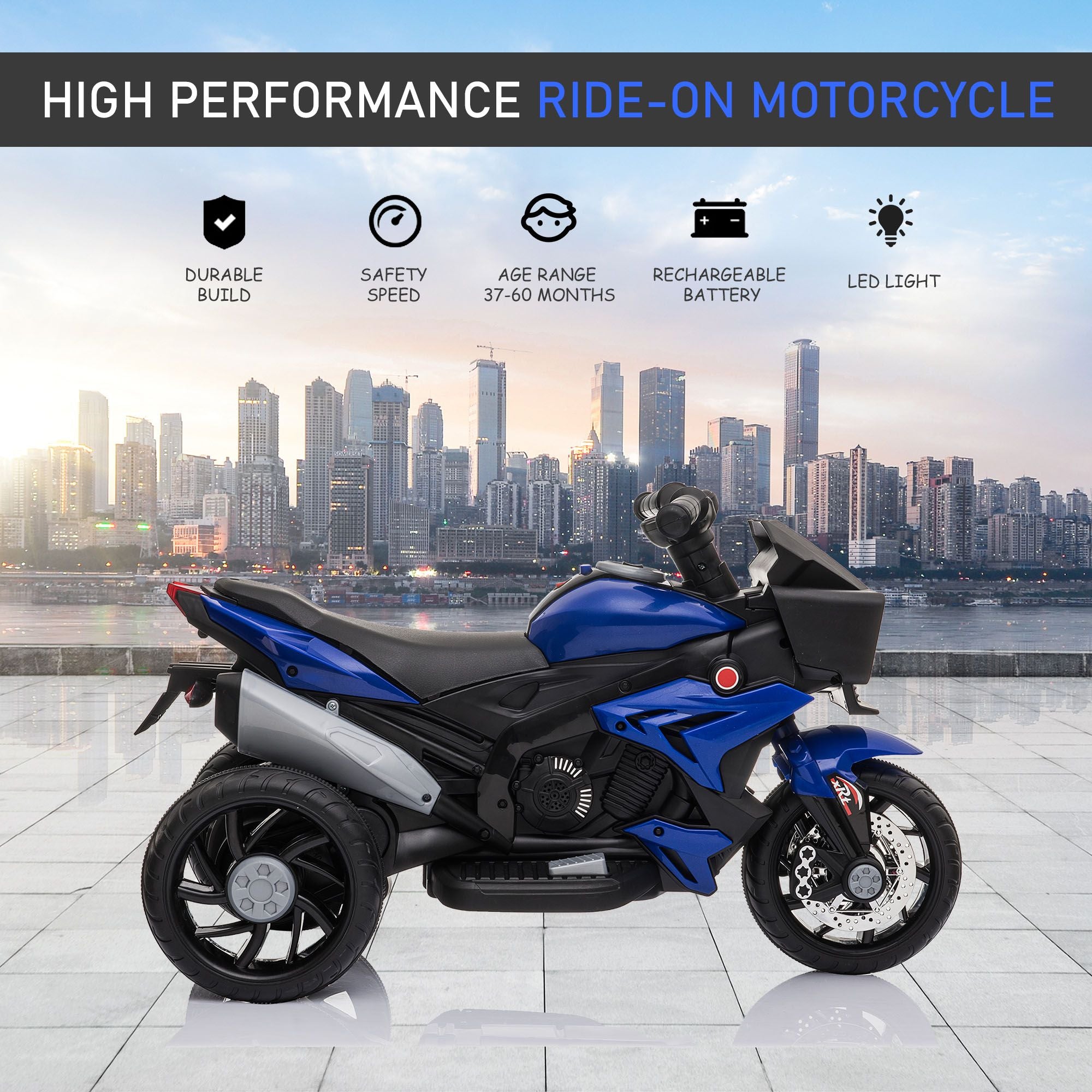 6V Kids Electric Ride-On Motorcycle – Blue