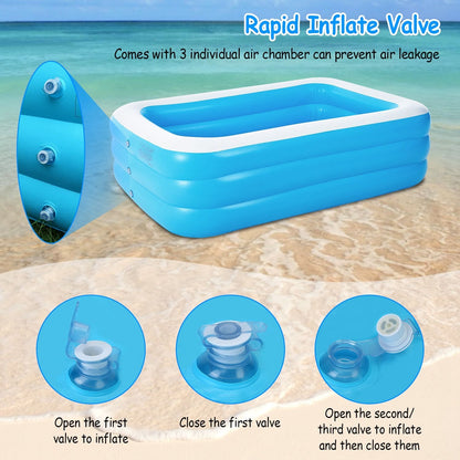 103x69x24in Inflatable Swimming Pools Family Swim Play Center Pool Blow up Kiddie Pool - The Little Big Store