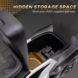 Hidden under-seat storage compartment in toddler push car