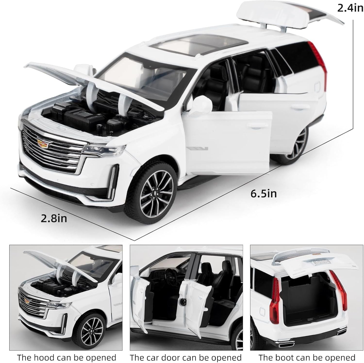 TheLittleBigStore LuxeCruiser™ 1:32 White Escalade Diecast Pull-Back SUV