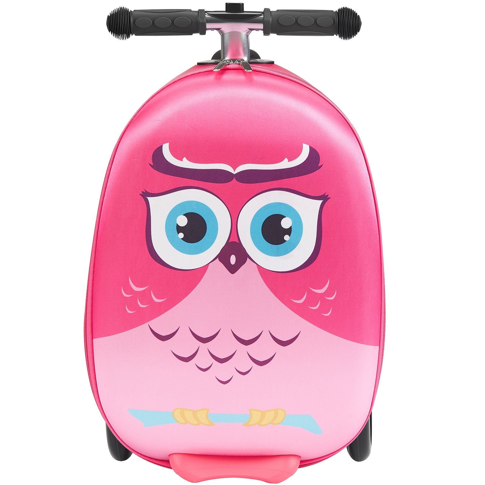 Travel Ready Kids Scooter Suitcase - 20 Inch Pink Luggage with Adjustable Handle & TPR Grip