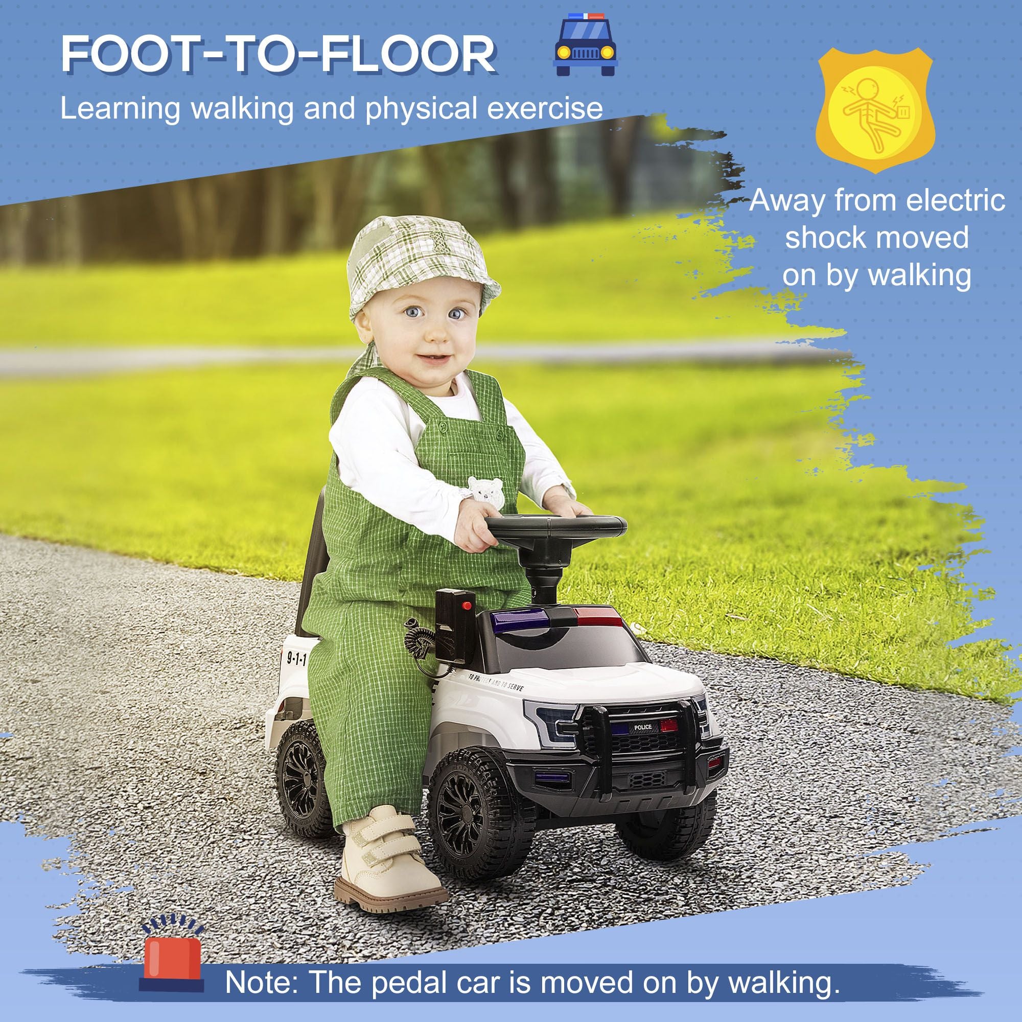 TheLittleBigStore PatrolCruiser™ Toddler Police Ride-On Car – Push & Play Adventure Vehicle