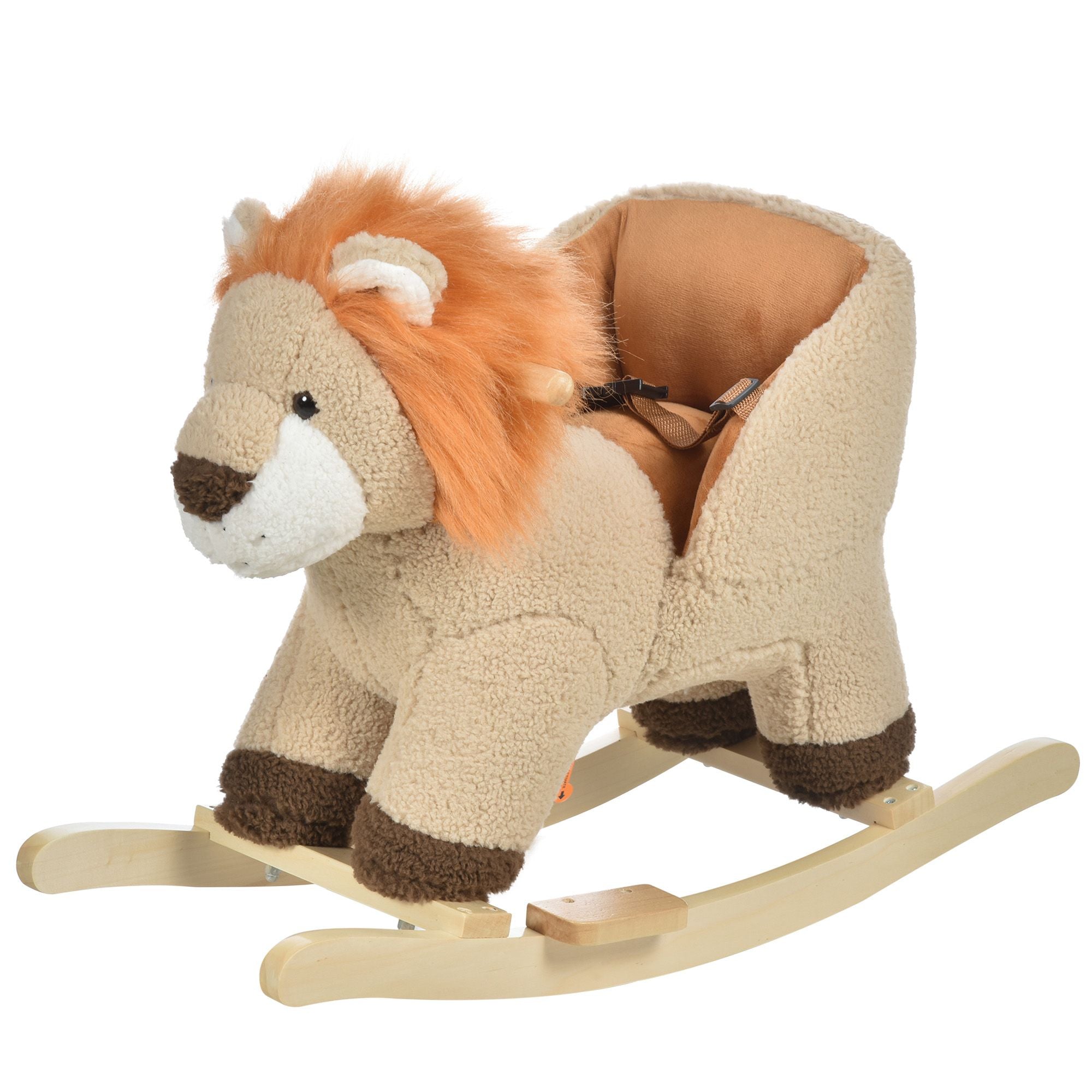 Toddler Rocking Horse with Seat Belt, Plush Rocking Lion with Sound, Perfect Gift for Boys & Girls 18-36 Months, Brown