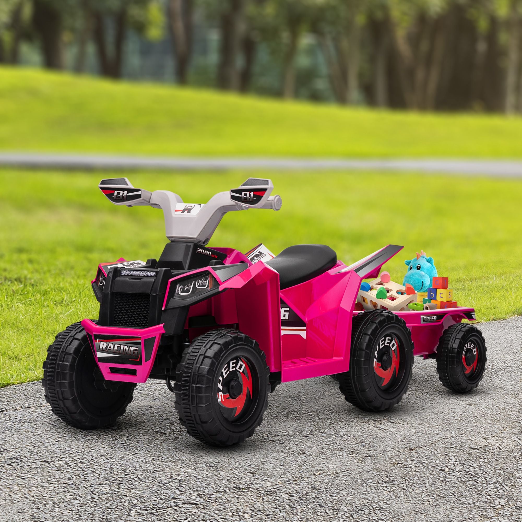 6V Toddler Electric Car with Back Trailer – Pink