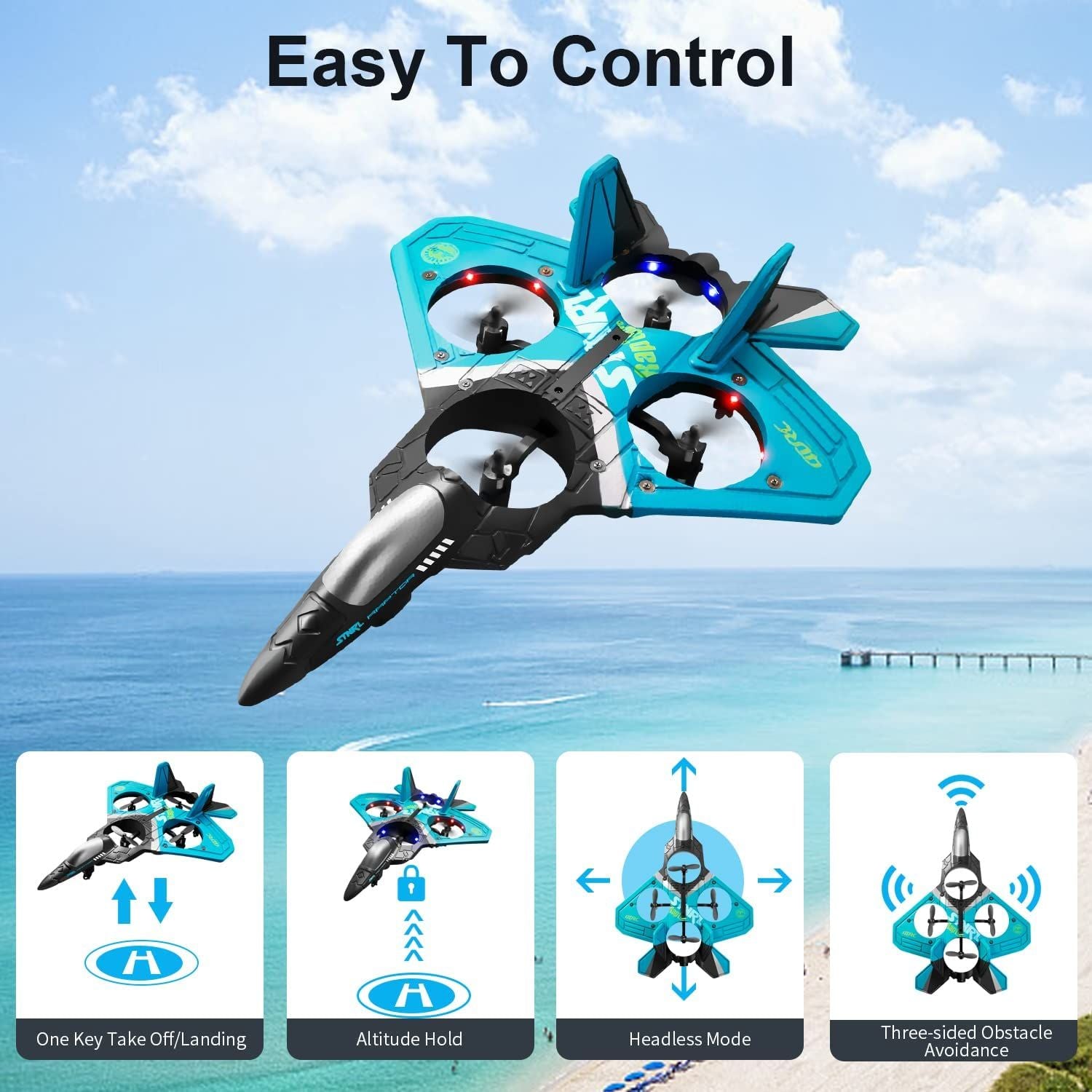 RC Airplane Drone for Kids with Altitude Hold, 3 Speed Modes & Dual Rechargeable Batteries