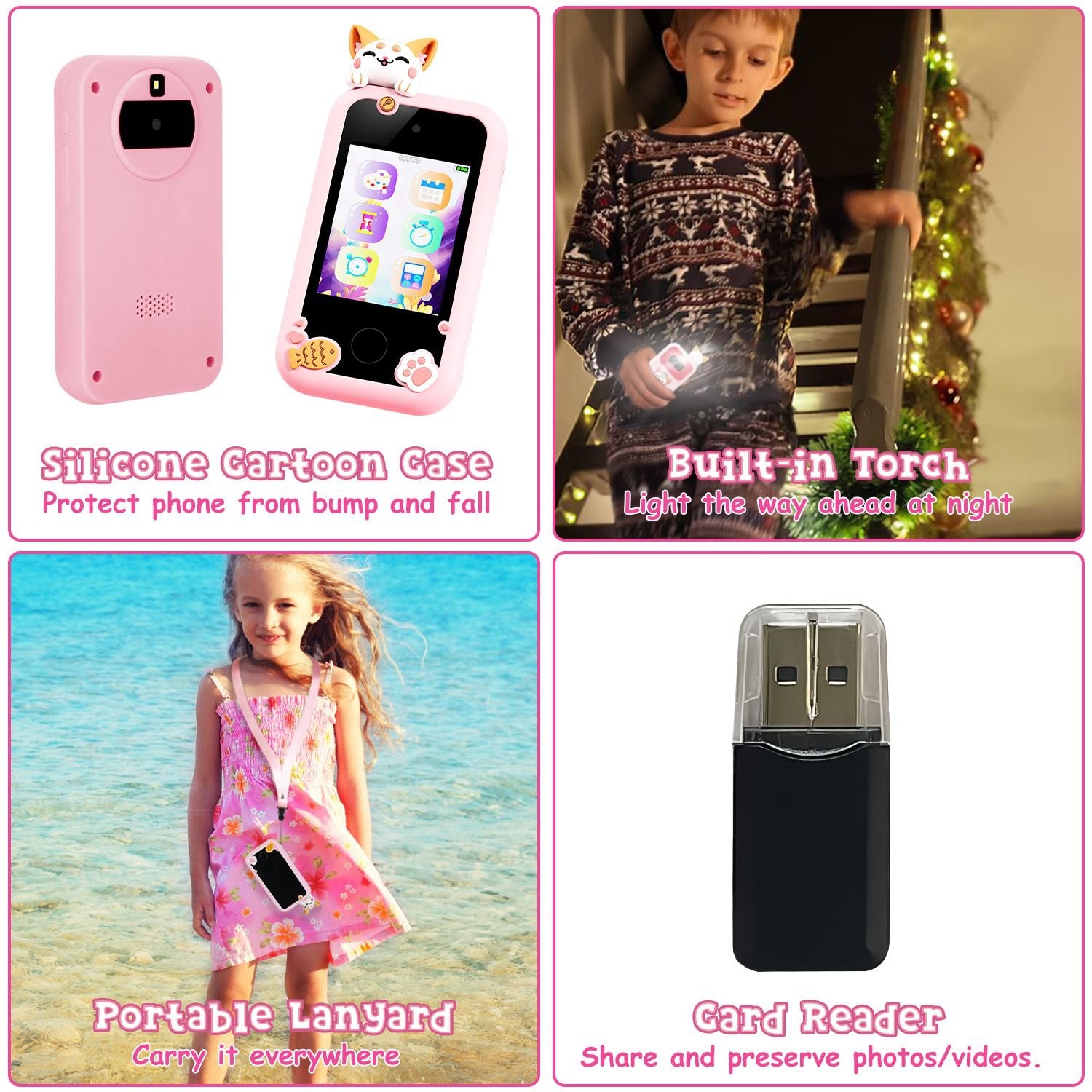 Kids Toy Smartphone Dual Camera Phone Touchscreen Learning Toy with Shockproof Cartoon Case Torch 16 Games ABC Learning for Boys Girls Aged 3+ GPCT5263