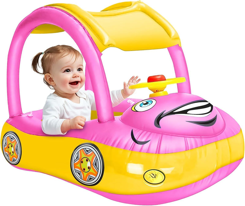 CruiseSplash™ Baby Pool Float with Canopy – Car-Shaped Infant Swim Float for Babies & Toddlers 6-36 Months