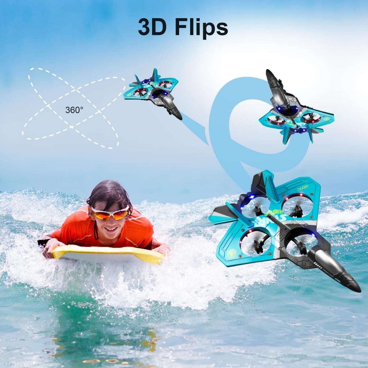 RC Airplane Drone for Kids with Altitude Hold, 3 Speed Modes & Dual Rechargeable Batteries