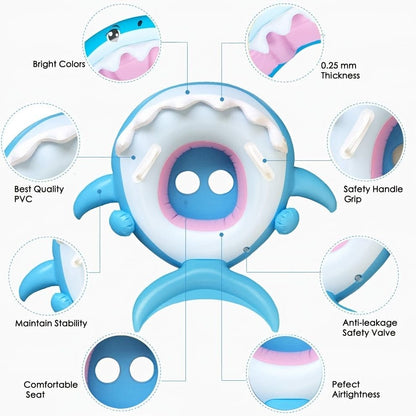 Inflatable Swim Rings For Kids With Sun Shade Poncho; Swim Rings For Infants And Toddlers; Foldable Shark Swim Seat Rings - The Little Big Store