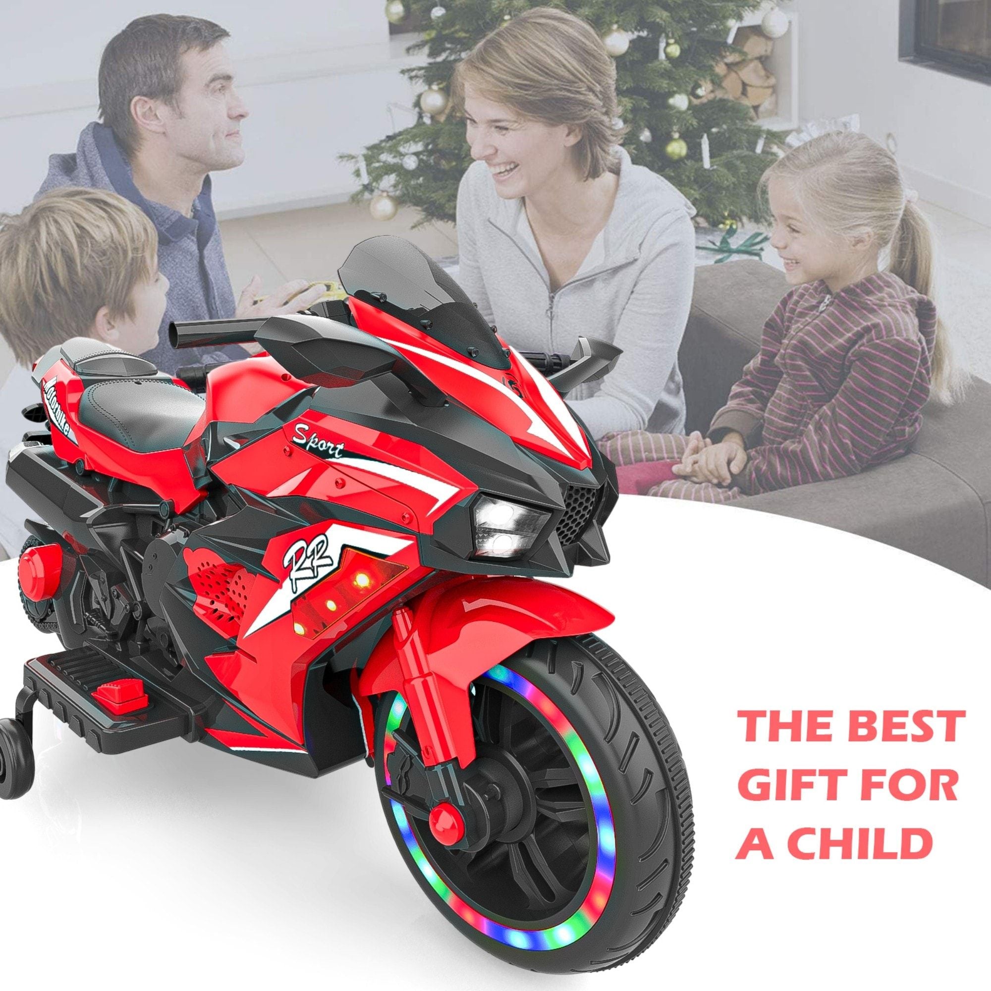 12V Kids Electric Ride-On Motorcycle Red
