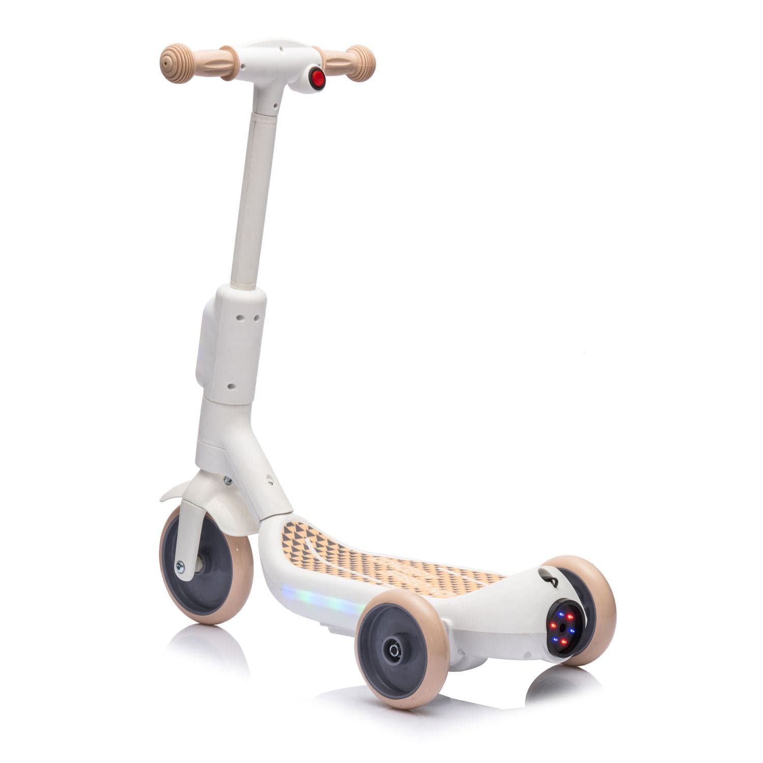 2in1 Kids Ride On Three-Wheel Electric Scooter,Tail Color Lights W/Spray,Wider Pedal,PU Wheels For Effective Floor Protection,Independent Light Switch With Music,One Button Acceleration For Kids 3+ - The Little Big Store