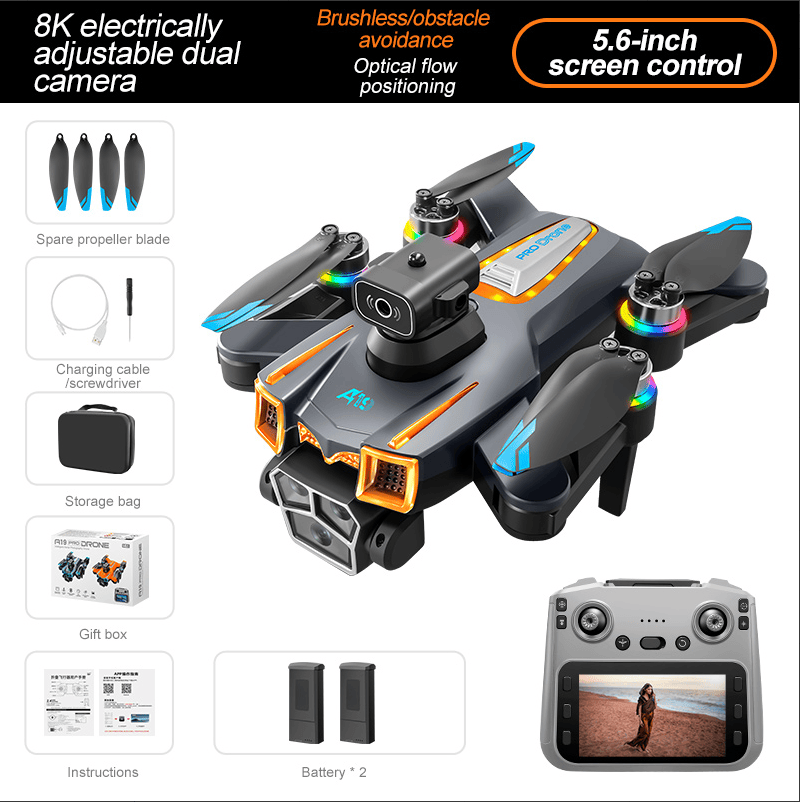 A19 Pro Drone with 8K Dual Camera, 5G FPV & Obstacle Avoidance