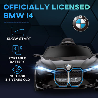 Toy car with BMW logo and features on a dark background