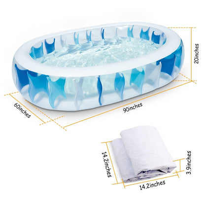 90×60×20In Inflatable Swimming Pool Blow Up Family Pool For Kids Foldable Swim Ball Pool Center - The Little Big Store