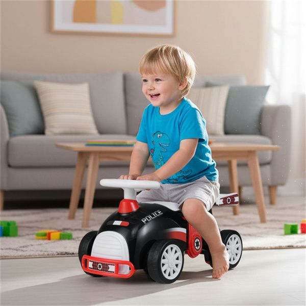 Kids Ride-On Sliding Car – Police Theme, Music & Storage
