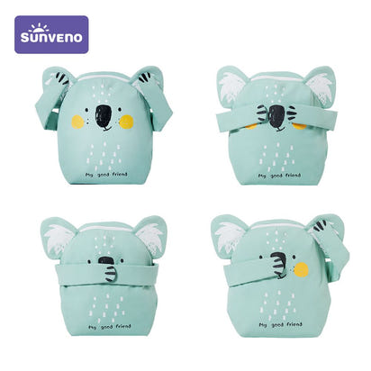 Four green koala-shaped pouches with a 'Sunveno' logo on a white background.