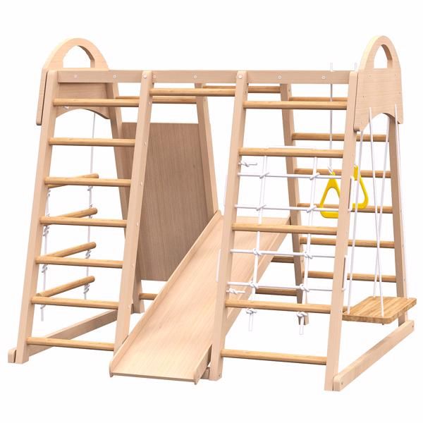 Versatile Playset for Toddlers - Indoor 7-in-1 Jungle Gym with Slide, Monkey Bars & Climbing Features