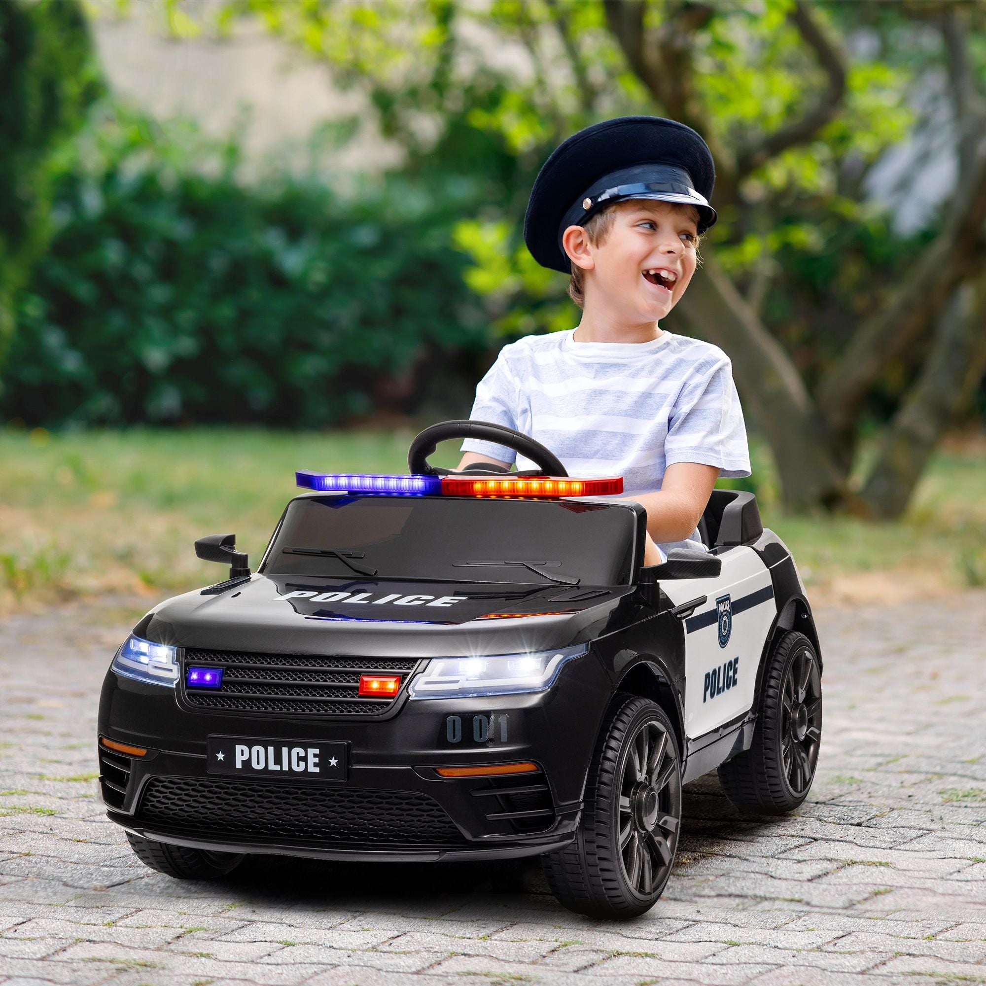Qaba 12V Kids Police Ride-On Car w/ Remote