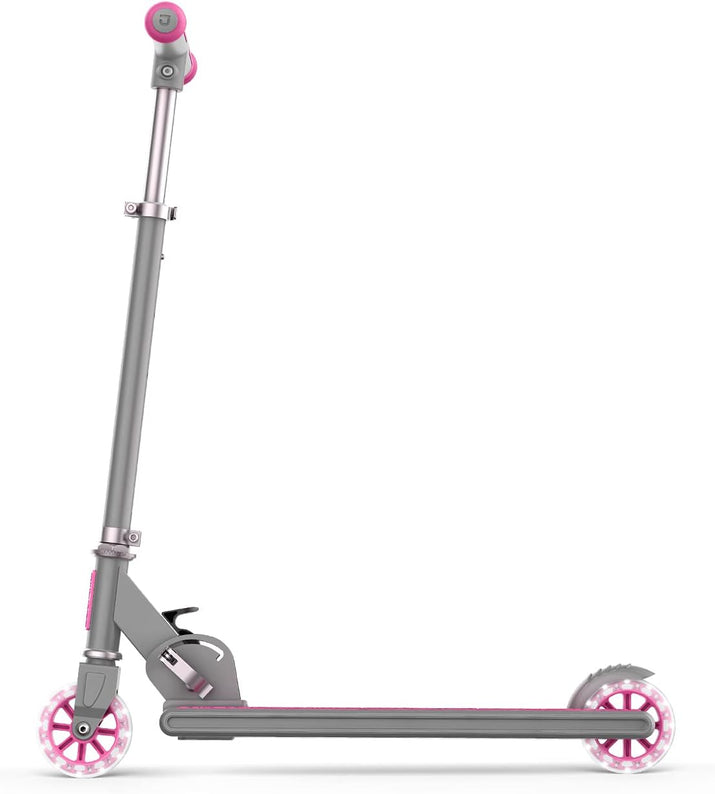 Leo Folding Kick Scooter - Vibrant Pink with Light-Up Wheels, Adjustable Handlebar & Easy Folding Design for Kids 5+