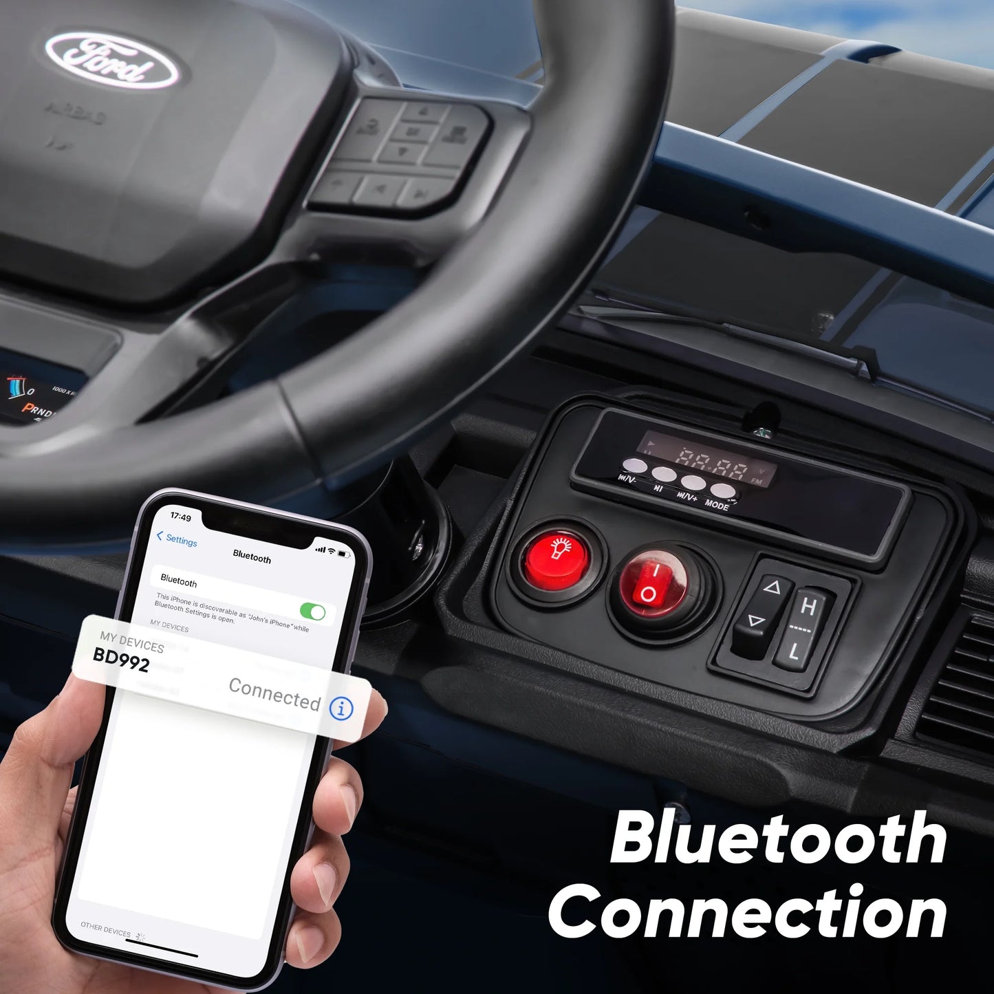 Exciting Ford-Shelby F-150 12V Electric Ride-On Truck for Kids - Blue with Remote Control and 2-Hour Drive Time