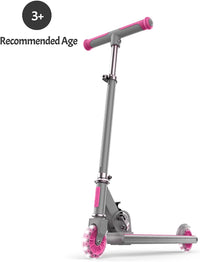 Leo Folding Kick Scooter - Vibrant Pink with Light-Up Wheels, Adjustable Handlebar & Easy Folding Design for Kids 5+