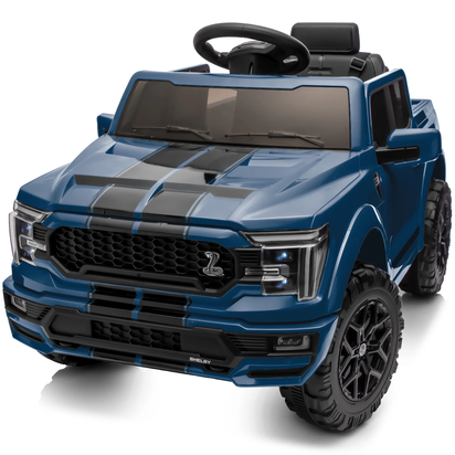 Exciting Ford-Shelby F-150 12V Electric Ride-On Truck for Kids - Blue with Remote Control and 2-Hour Drive Time