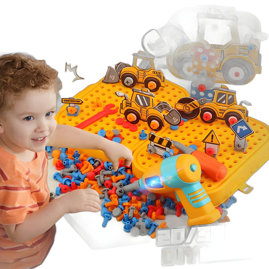 Kids Electric Screw Tool Box – 210 to 220 PCS DIY Construction Toy Set with Optional Electric Drill for Creative Building Play