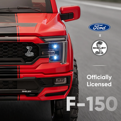 Exciting Red Ford-Shelby F-150 12V Electric Ride-On Truck for Kids with Remote Control - Perfect Adventure Toy for Ages 2-5!