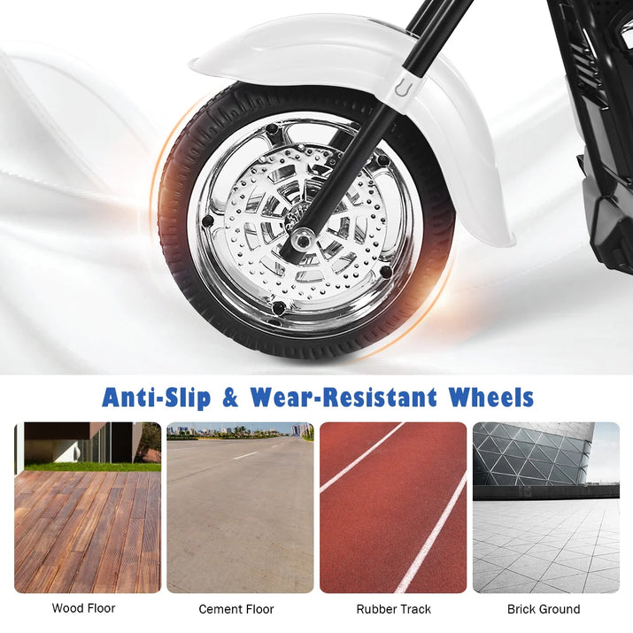 3 Wheel Kids Ride on Motorcycle 6V Battery Powered Electric Toy White